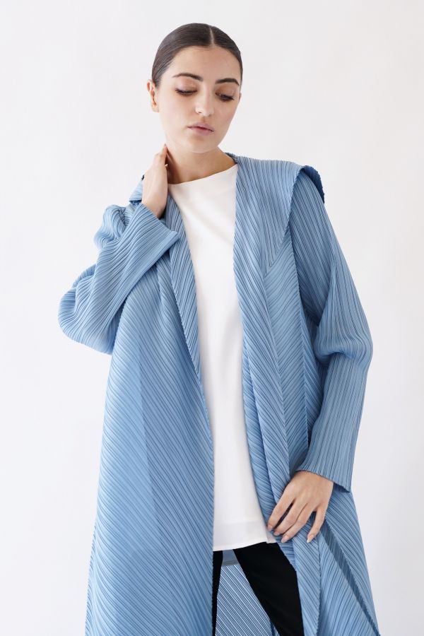 Blue pleated cardigan