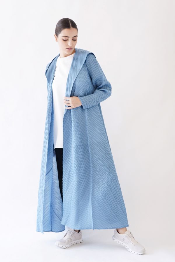 Blue pleated cardigan