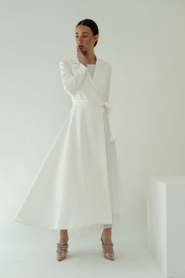 White dress with pleats