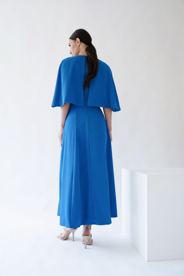 Blue cape sleeves dress