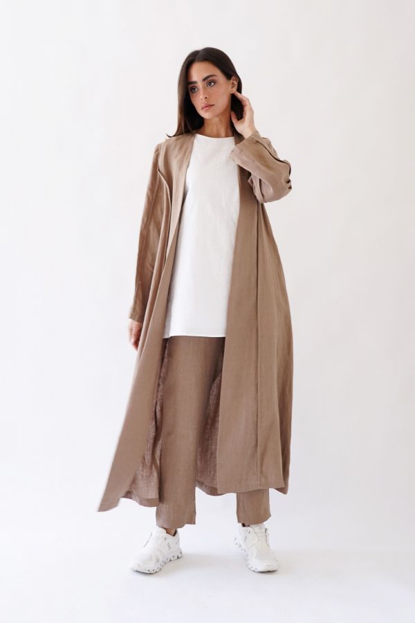 Coffee Linen cardigan 