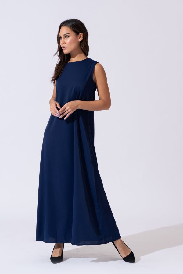 Sleeveless Navy Blue Dress