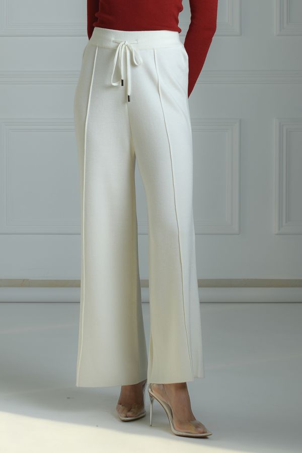 White Knit Trousers