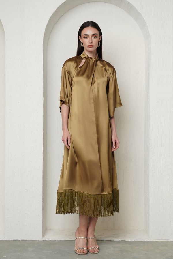 Brown dress with fringes