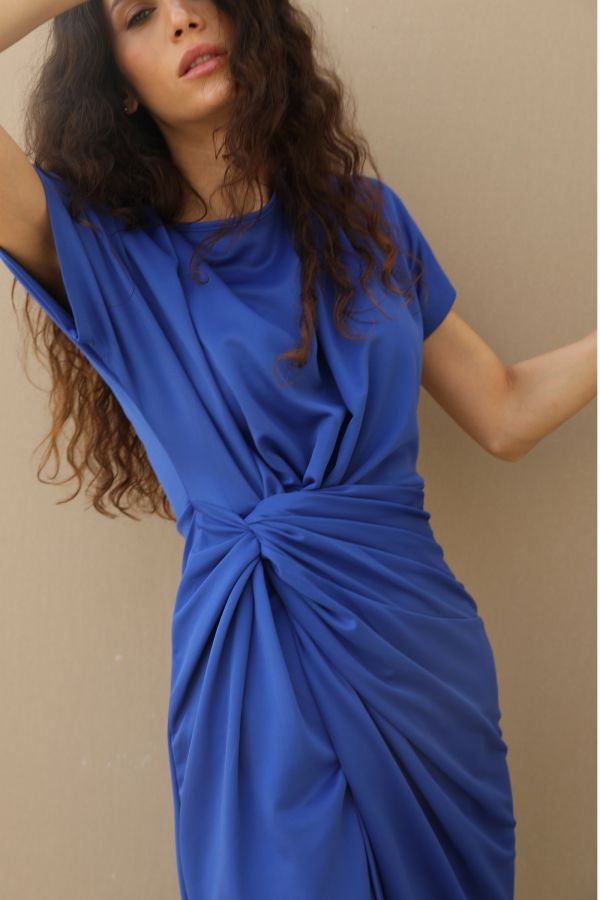 Royal Blue Scuba Knot Dress