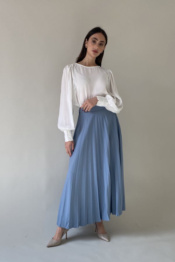 Blue pleated skirt clearance aesthetic