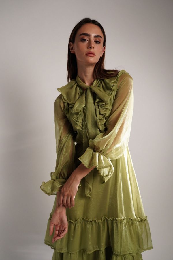 Green ruffles dress