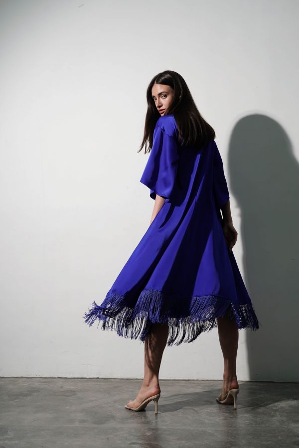 Royal blue fringe dress