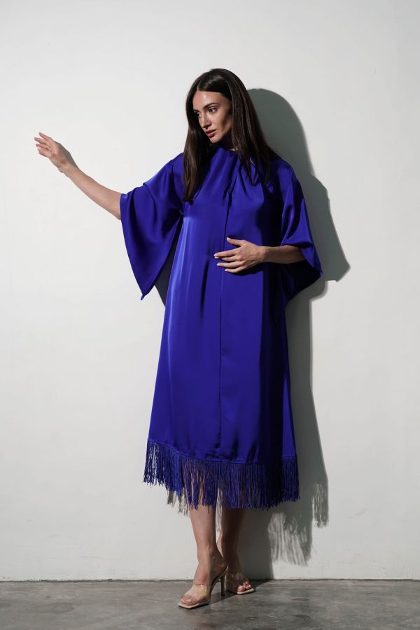 Royal blue fringe dress