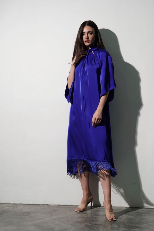 Royal blue fringe dress